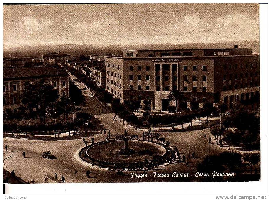 Foggia - Piazza Cavour - Corso Giannone - Formato Grande - Viaggiata 1953 - Andria