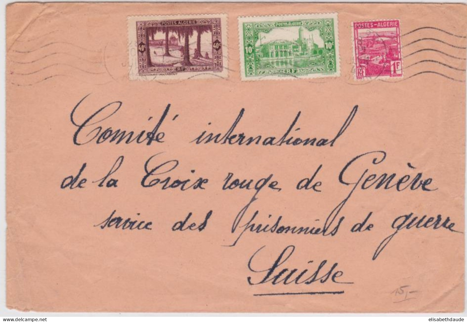 ALGERIE - 1942 - YVERT N° 165+105+110 Sur LETTRE De ORAN Pour GENEVE CROIX-ROUGE (SUISSE) - PRISONNIERS DE GUERRE - Lettres & Documents