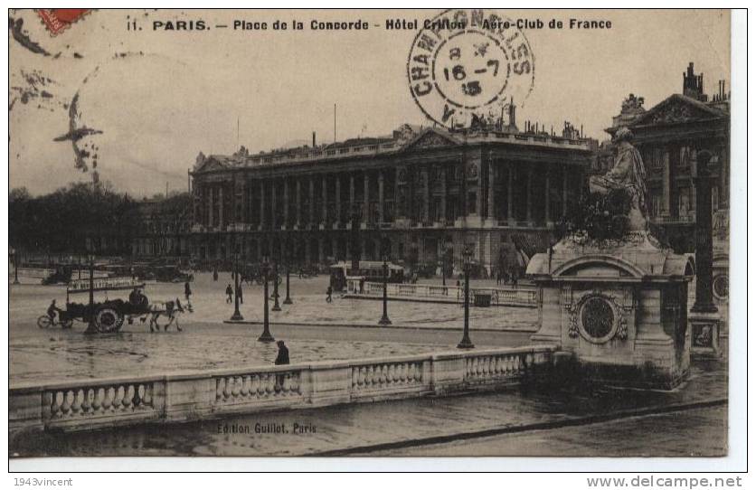 C 5759 - PARIS 6em -place De La Concorde - Hotel Grillon - Belle CPA 1913 - Trés Rare - Animée - Arrondissement: 11