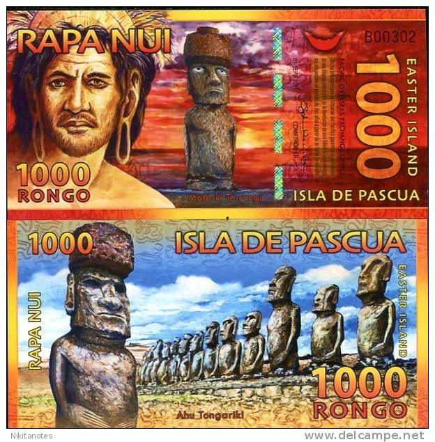 EASTER ISLAND 1000 1,000 RONGO 2011 POLYMER UNC - Autres - Océanie