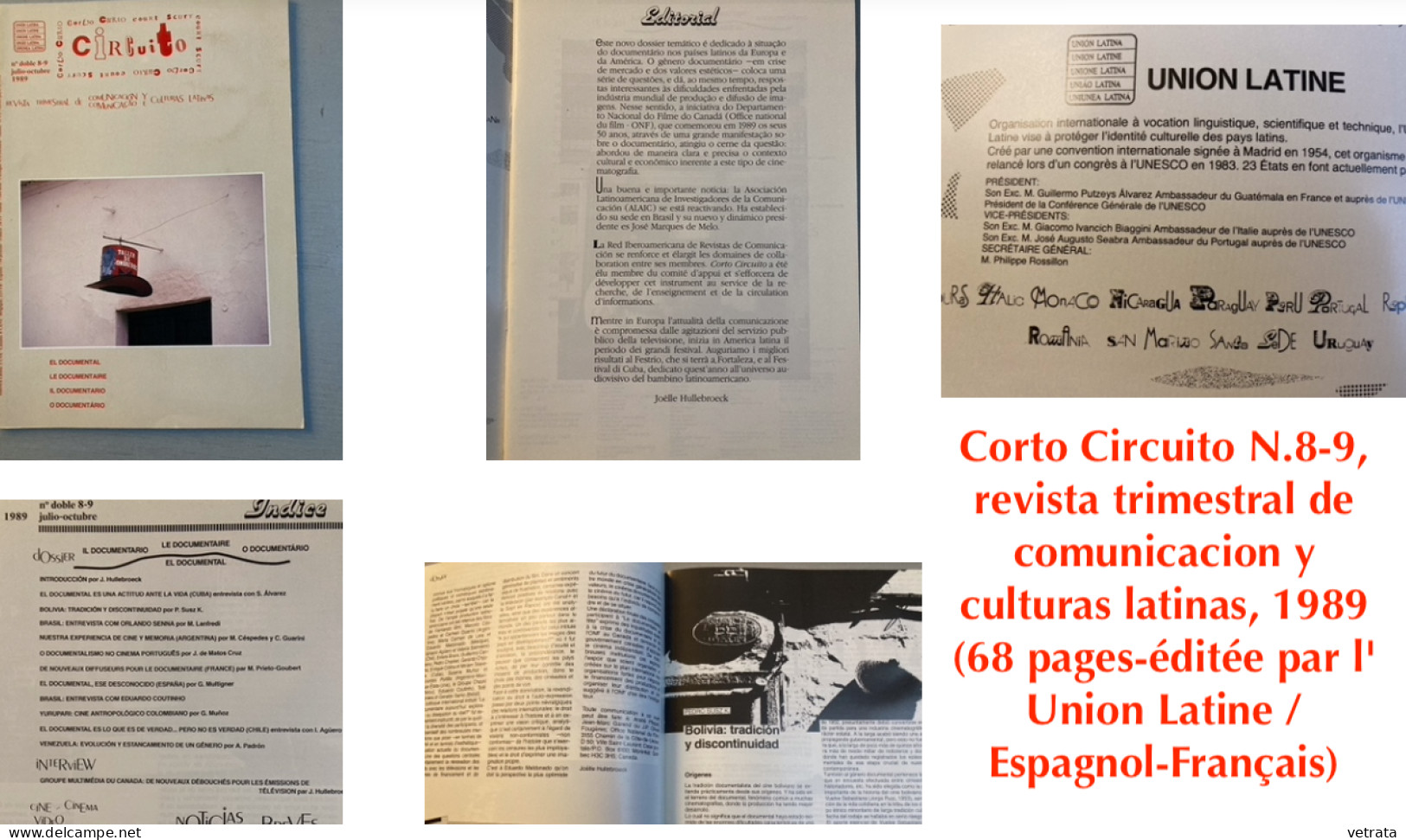 Corto Circuito N.8-9, revista trimestral de comunicacion y culturas latinas, 1989 (68 pages-éditée par l' Union Latine /