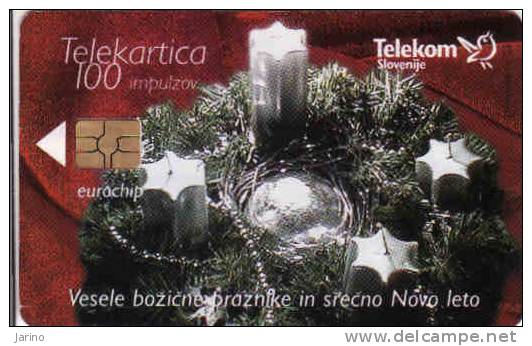 Slovenie, Chip 100 Units, Christmas, Petit Tirage - Slovénie