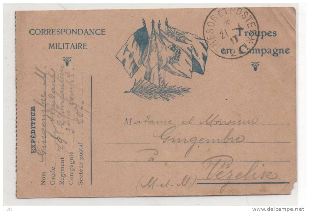 CPM 79ème D'Infanterie 3ème Compagnie SP207  Du 21/04/17 Pour VEZELISE (54) - Cartas & Documentos