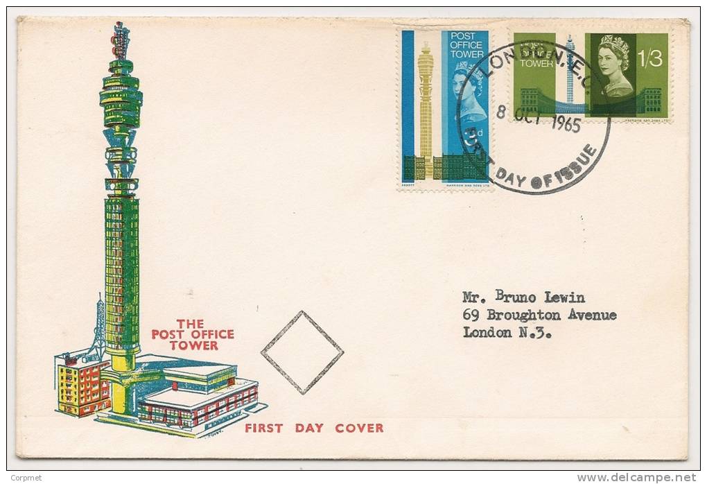 UK - 1965 POST OFFICE TOWER Circulated FIRST DAY COVER With Full Set SG 679/680 - 1952-1971 Em. Prédécimales