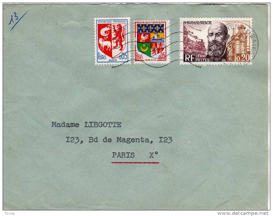 LETTRE DE 1968 - EMILE MAYRISCH , BLASONS D AUCH ET D ORAN - Cartas & Documentos