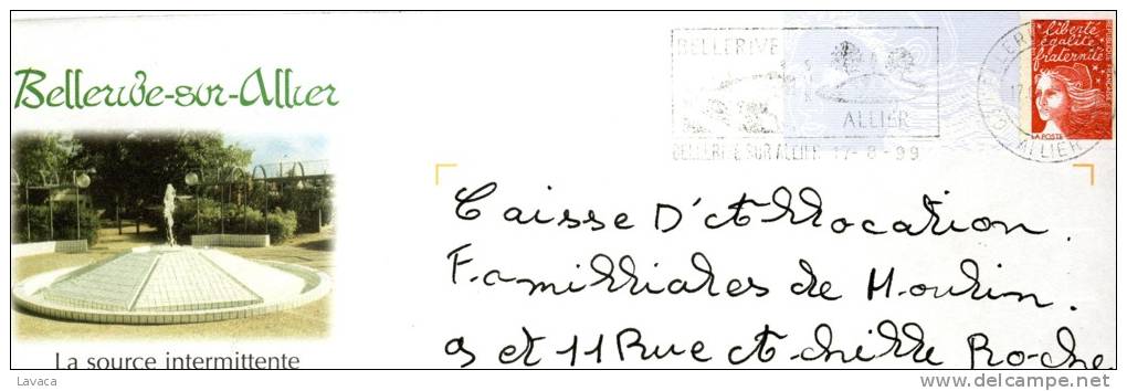 Enveloppe Entier Postale Oblitérée [P. A P.] De BELLERIVE [Allier] - Thermes - Termalismo