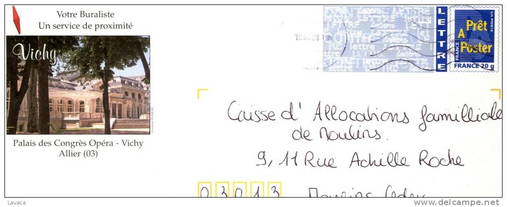 Enveloppe Entier Postale [P. A P.] Oblitérée De VICHY  [Allier] - Thermes / Opéra - Thermalisme