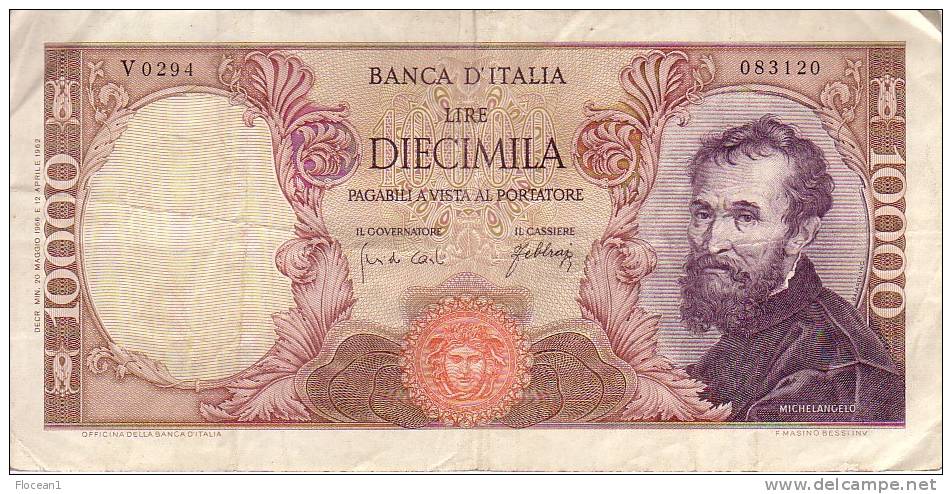 **** ITALIA - ITALIE - 10000 LIRE MICHELANGELO 1962 **** EN ACHAT IMMEDIAT !!! - 10.000 Lire