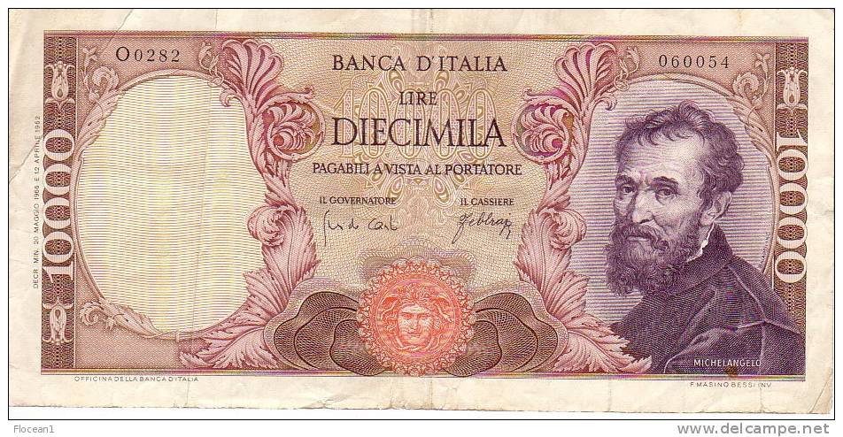 **** ITALIA - ITALIE - 10000 LIRE MICHELANGELO 1962 **** EN ACHAT IMMEDIAT !!! - 10000 Lire