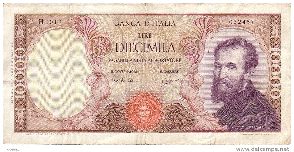 **** ITALIA - ITALIE - 10000 LIRE MICHELANGELO 1962 **** EN ACHAT IMMEDIAT !!! - 10000 Lire