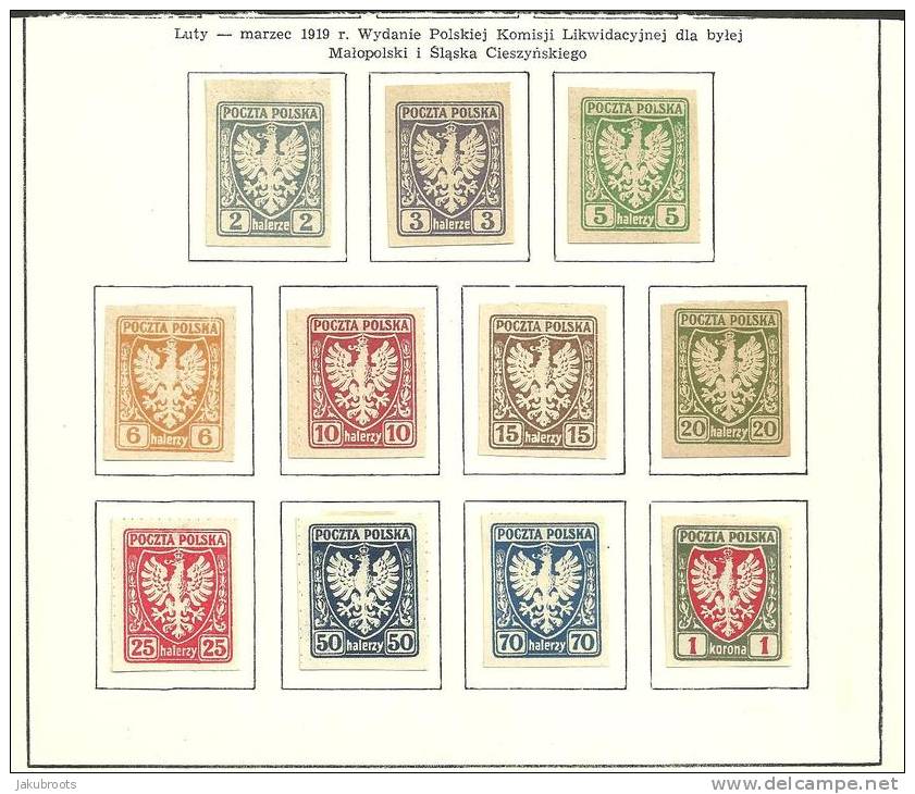 POLAND, EAGLE ON HERALDIC  SHIELD  MARCH 1919  NO GUM   BUT   WITH HINGE - Unused Stamps