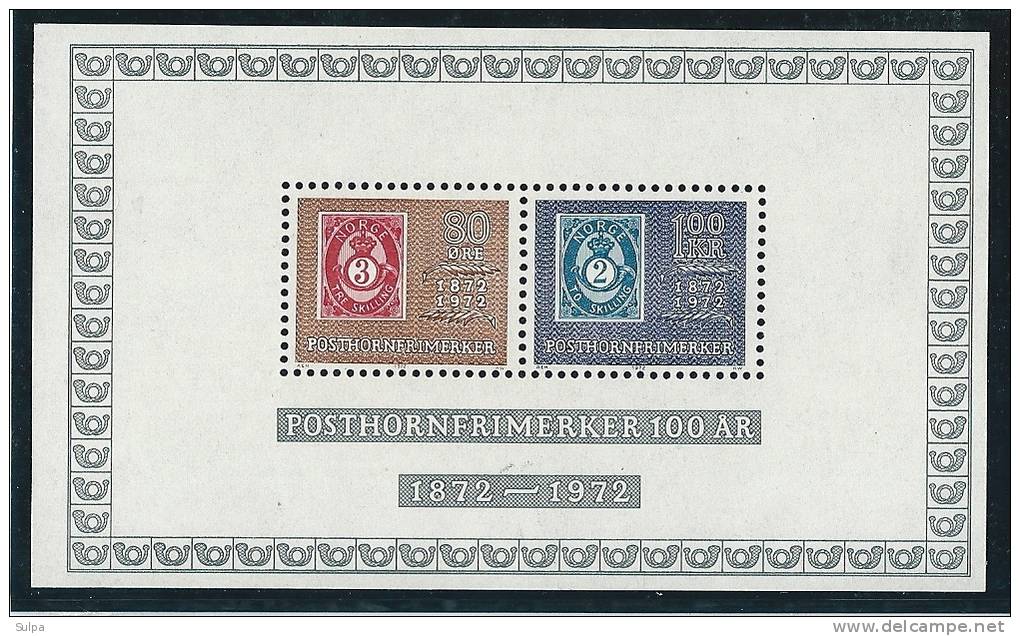 Norway, Bloc  Centenaire  "Cor Postal" Posthorn - Unused Stamps