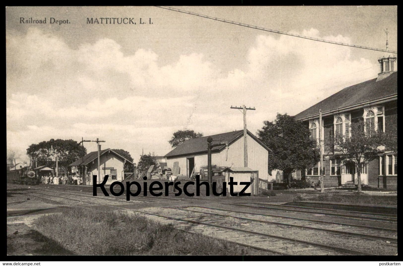 ALTE POSTKARTE MATTITUCK RAILROAD DEPOT LONG ISLAND NEW YORK Steam Train Locomotive Dampflok Station Bahnhof Postcard AK - Long Island