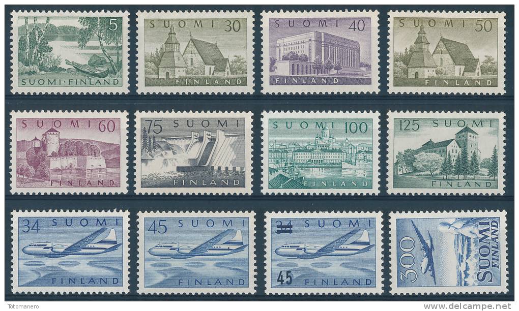 FINLAND/Finnland 1956-61 Definitive Pictorial  Set Of 12v** MNH - Unused Stamps