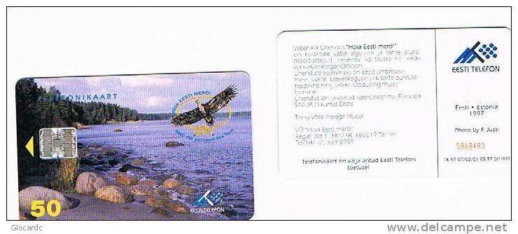 ESTONIA -  EESTI TELEFON (CHIP) - 1997 KEEP THE ESTONIAN SEA TIDY (EAGLE)    - USED°  -  RIF. 5150 - Aquile & Rapaci Diurni