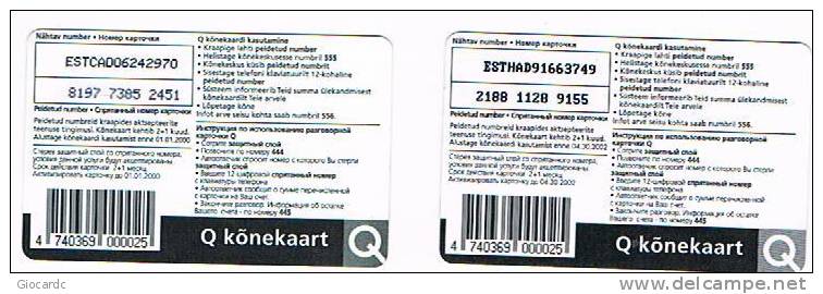 ESTONIA -  Q (GSM RECHARGE ) -  KONEKAART 100 (LOT OF 2 WITH DIFFERENT EXPIRY)   - USED°  -  RIF. 5164 - Estonia