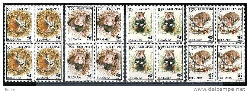 BULGARIA / BULGARIE / BULGARIEN - 1994 - Protection De La Nature - Hamsters - WWF - Bl. De 4** - Rodents