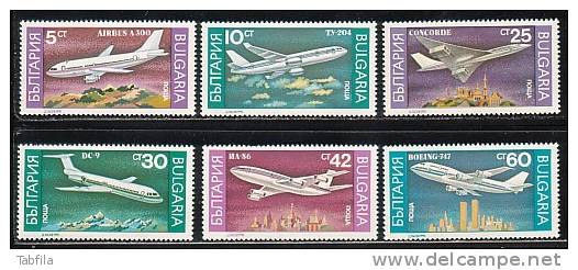 BULGARIA \ BULGARIE / BULGARIEN - 1990 -  Avions - 6v** - Luftpost