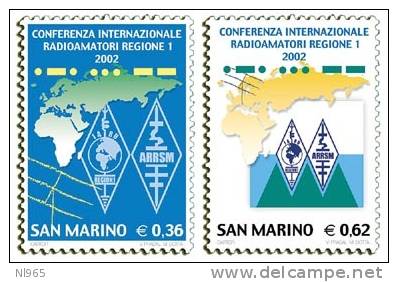 REPUBBLICA DI SAN MARINO - ANNO 2002 - CONFERENZA INTERNAZIONALE RADIOAMATORI - NUOVI MNH ** - Unused Stamps