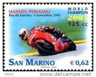 REPUBBLICA DI SAN MARINO - ANNO 2002 - MOTOCICLISMO MANUEL POGGIALI CAMPIONE DEL MONDO - NUOVI MNH ** - Neufs