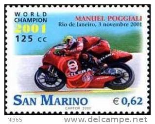 REPUBBLICA DI SAN MARINO - ANNO 2002 - MOTOCICLISMO MANUEL POGGIALI CAMPIONE DEL MONDO - NUOVI MNH ** - Unused Stamps