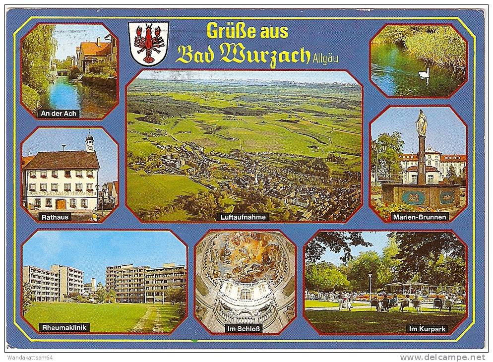 AK Grüße Aus BAD WURZACH ALLGÄU Mehrbild 8 Bilder 16.-3.92-18 7954 BAD WURZACH 1 Nach Bad Dürrheim Mit 1 X 60 PF DEUTSCH - Bad Wurzach