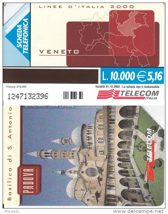 LINEE D´ ITALIA 2000 VENETO PADOVA Us. Tir. 275.000 - Öff. Werbe-TK