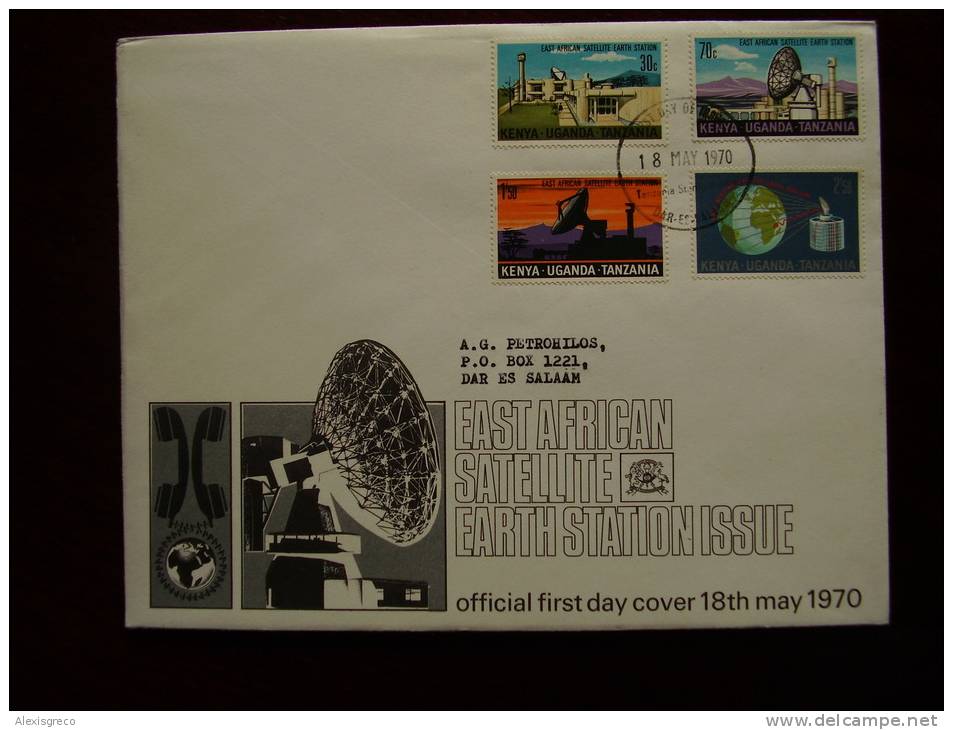 KUT 1970 East African SATELLITE EARTH STATIONFull Set On FDC. - Kenya, Uganda & Tanzania