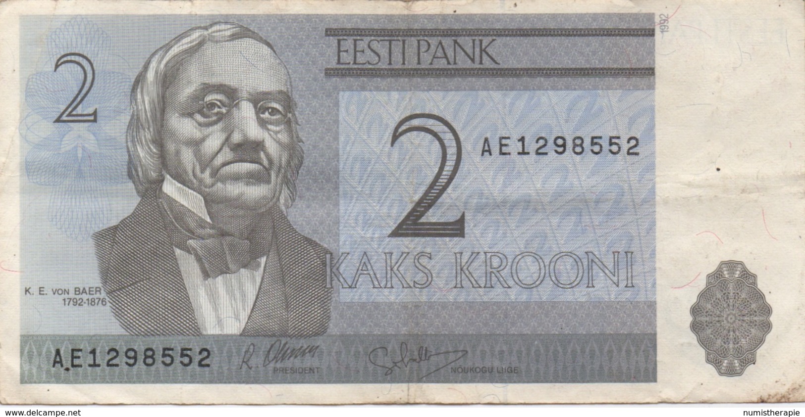 Estonie Estonia : 2 Krooni 1992 Prix Par Billet - Estonia