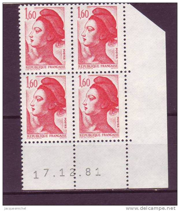 N° 2187 - 1,60F  Liberté De GANDON -  RGR 1 - 2° Tirage Du 2.11 Au 23.12.81 - 17.12.1981 - - 1980-1989