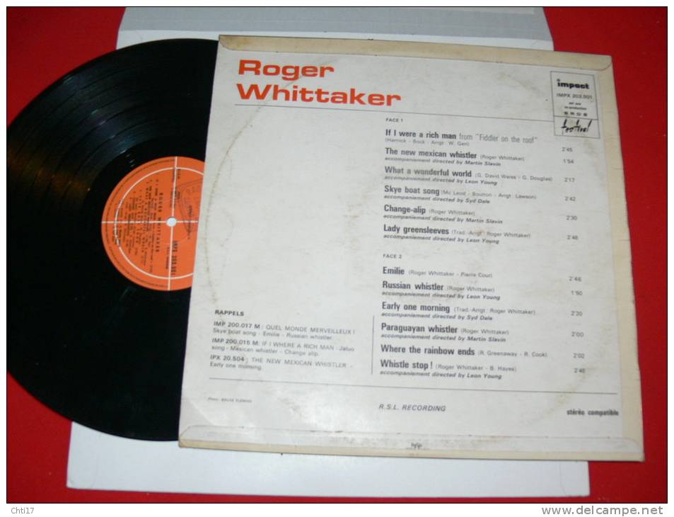 ROGER WHITTAKER  IF I WERE A RICH MAN  EDIT IMPACT 1970 - Country Et Folk