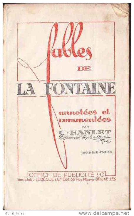 Fables De La Fontaine Par Charles Hanlet - Office De Publicité Bruxelles - Troisième édition - Photos NB Du Film - TBE - Auteurs Français