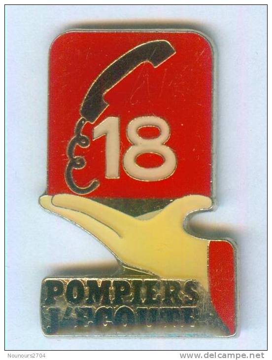 Pin´s 18 - POMPIERS J'ECOUTE ! - Fond Rouge - A1350 - Brandweerman