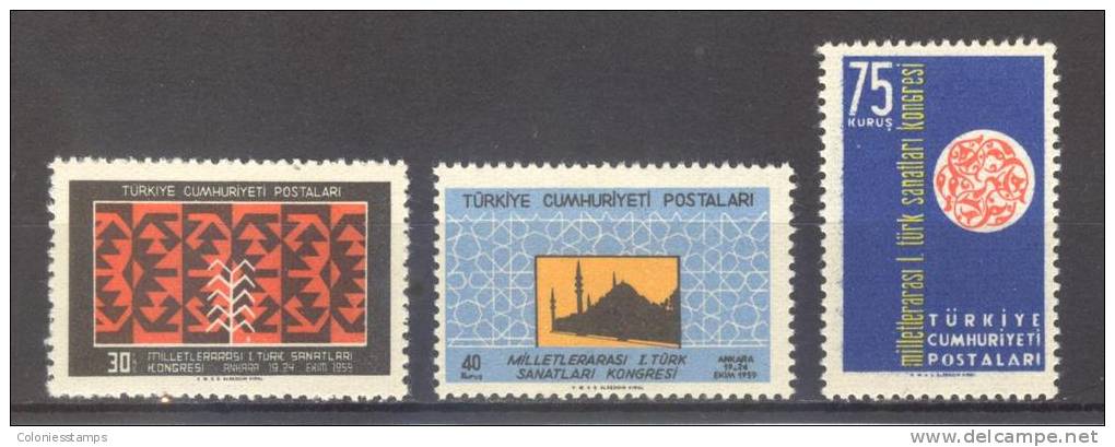 (S1180) TURKEY, 1959 (Turkish Artists Congress, Ankara). Complete Set. Mi ## 1669-1671. MNH** - Ungebraucht