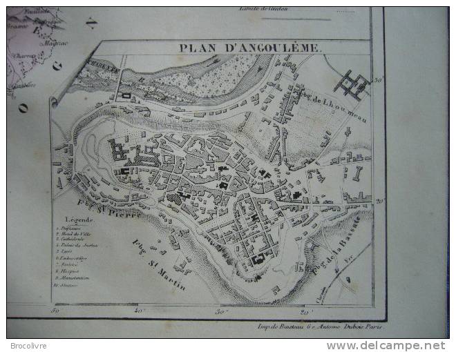 -Malte Brun-1854-Carte Géographique De La Charente-Plan D'Angouléme- - Mapas Geográficas