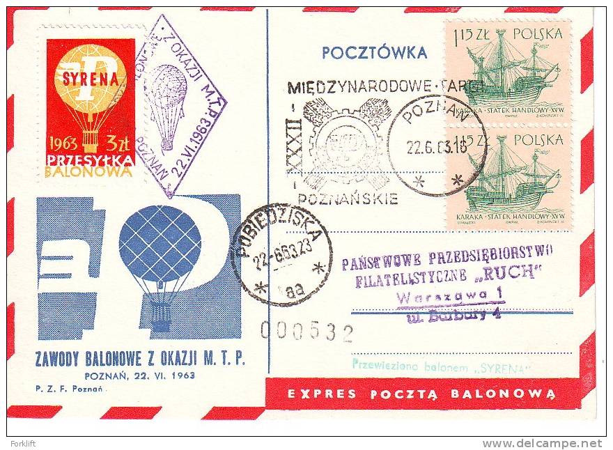 Balloon Competition,1963,Zawody Balonowe,Ballonpost,vigne Tte,label-Syrena - Ballonpost