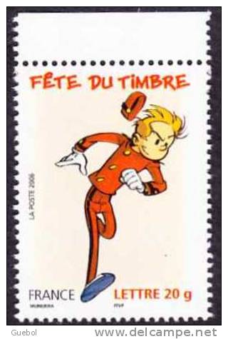 France N° 3877.a ** Fête Du Timbre 06 - Spirou -> Timbre Du Carnet Bdf Haut - Unused Stamps