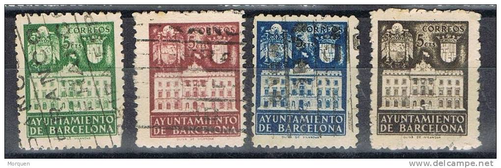 Sellos Recargo Barcelona 1942, VARIEDAD  Num 33-37 º - Barcelone