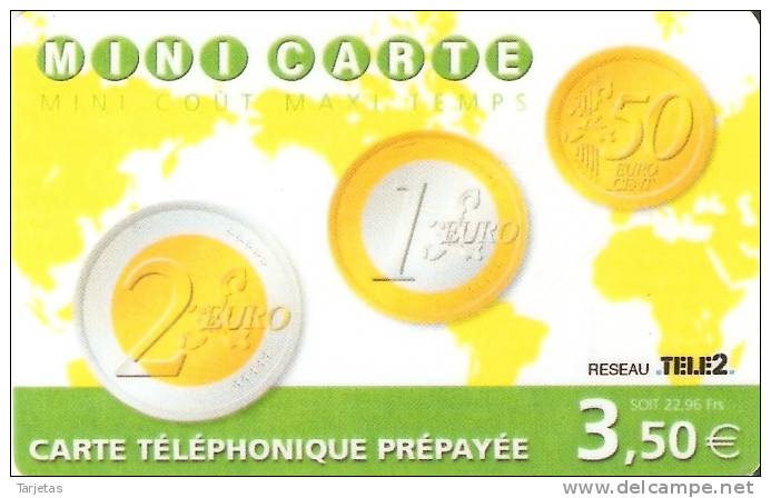 TARJETA DE FRANCIA DE UNAS MONEDAS DE EURO (COIN-MONEDA) - Francobolli & Monete