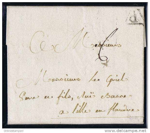 France Lettre 1781  Paris  A Lille, Cachet P, Lille Est Belgique, Flandre A 1781 ! - 1701-1800: Précurseurs XVIII