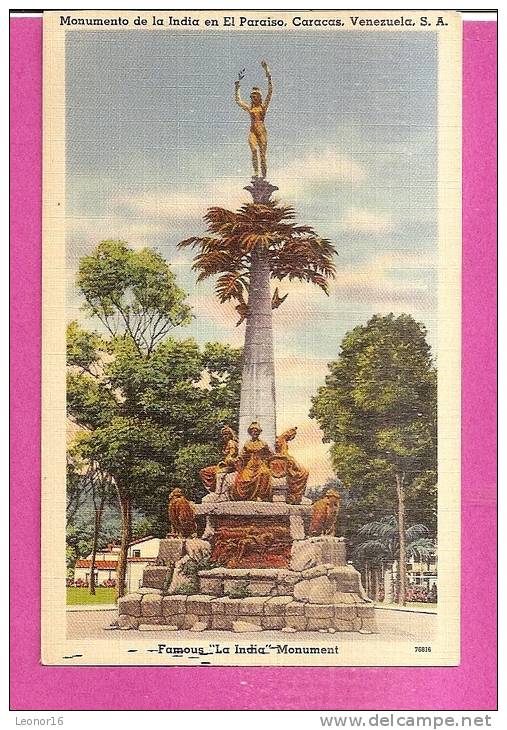 CARACAS   -   FAMOUS ** LA  INDIA ** MONUMENT à EL PARAISO  -   Editeur : J. HENRY FREUND De CARACAS   N° 8 - Venezuela