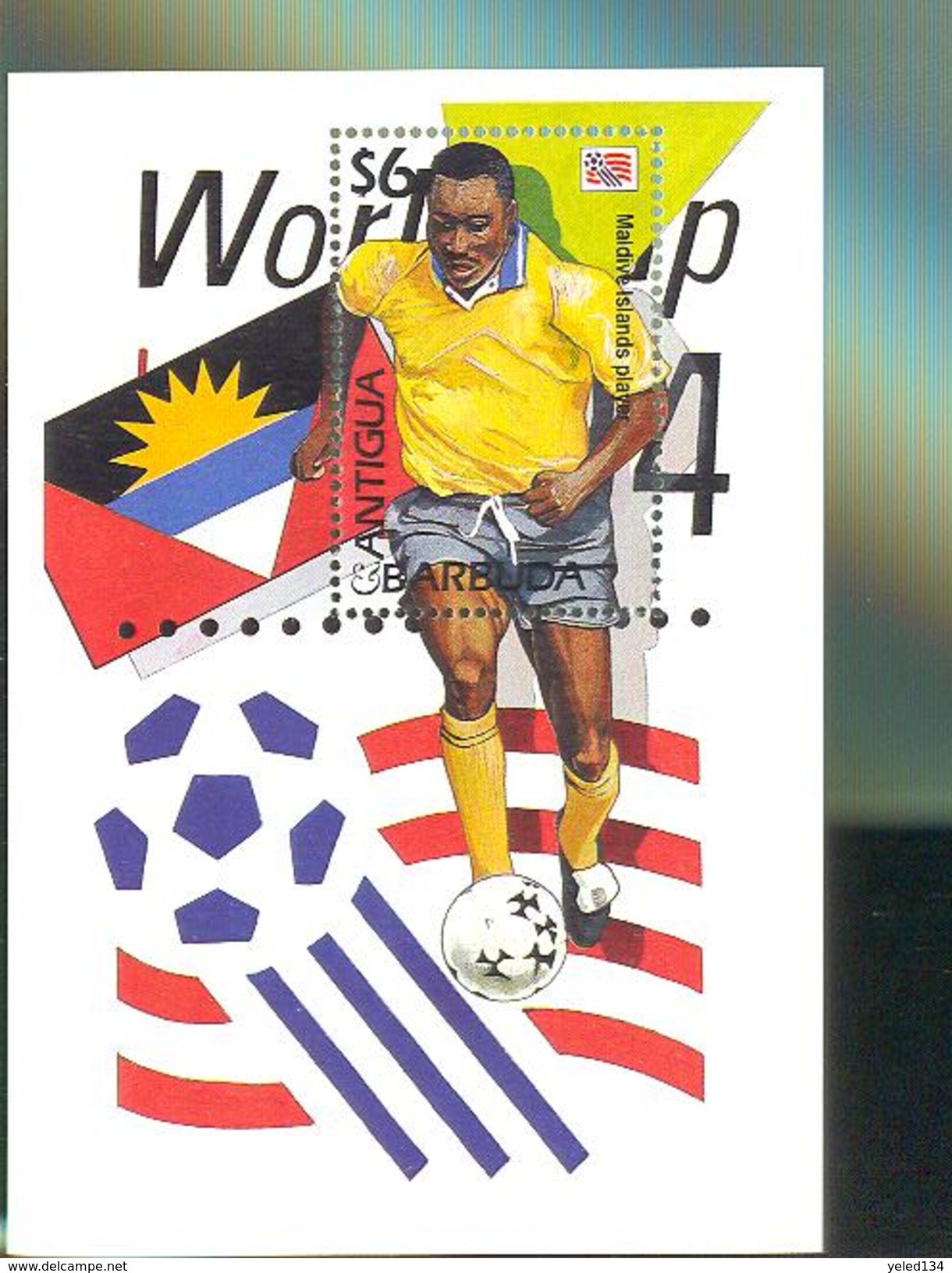 ANTIGUA & BARBUDA  1842 MNH WORLD CUP FOOTBALL - SOCCER 1994  USA MALDIVE PLAYER  ( - Other & Unclassified