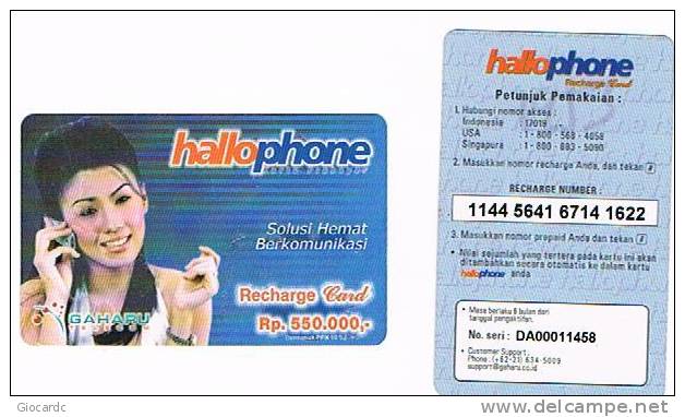 INDONESIA - GAHARU TELECOM (REMOTE) - HALLO PHONE (GIRL) - USED  -  RIF. 1652 - Indonesia