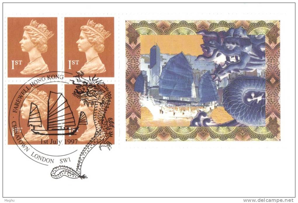 Honk Kong History, 1997, 2 Dif., Special Postmark Cover ( 30th June 1997 & 1st  July 1997) ,  Dragon, - Storia Postale