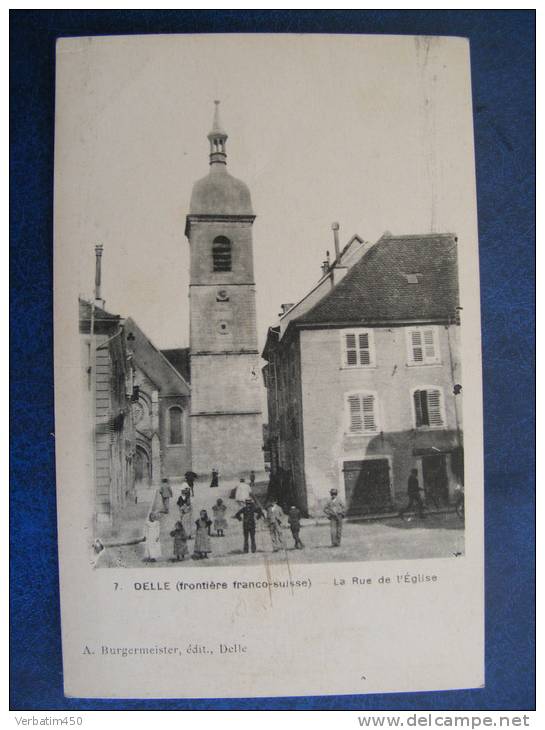 CP........DELLE..FRONTIER E FRANCO SUISSE..LA RUE DES ECOLES..PLAN ANIME..1918...2 PHOTOS - Delle