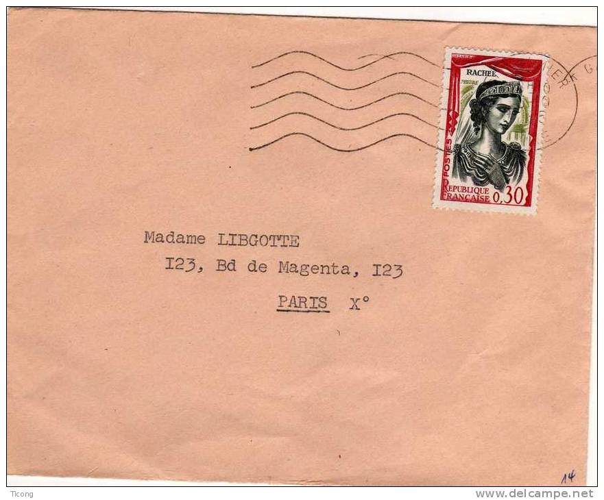 RACHEL PHEDRE SEUL SUR LETTRE - FLAMME SAINT GALMIER LOIRE 42 1965 - Lettres & Documents