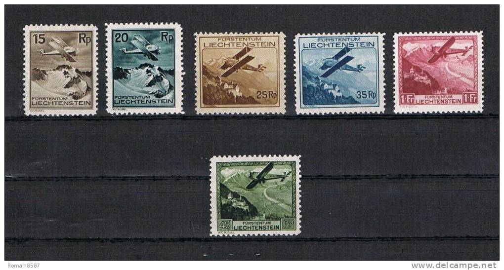 Liechtenstein PA 1930  N°1/2/3/4/5/6, Charnières Légères Cote 170€. - Air Post