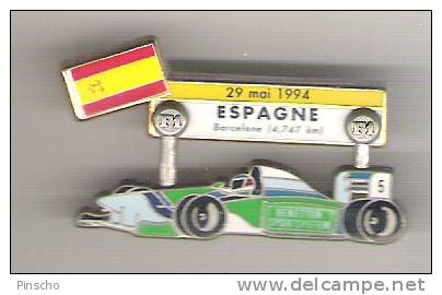 Pin´s F 1 GRAND PRIX D´ESPAGNE 94 BENETON DOUBLE MOULES - F1