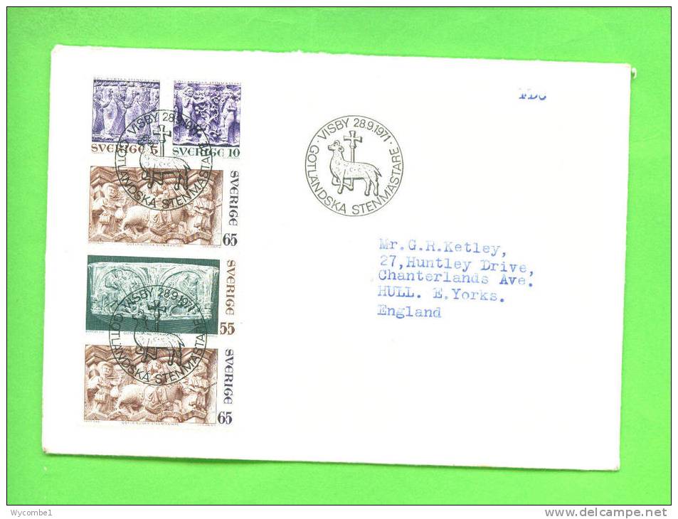 SWEDEN - 1971 Stone Masons Art FDC - FDC