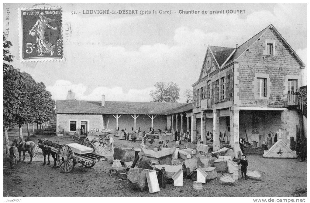 LOUVIGNE DU DESERT (35) Scierie De Pierres Chantier De Granit Gouyet - Andere & Zonder Classificatie